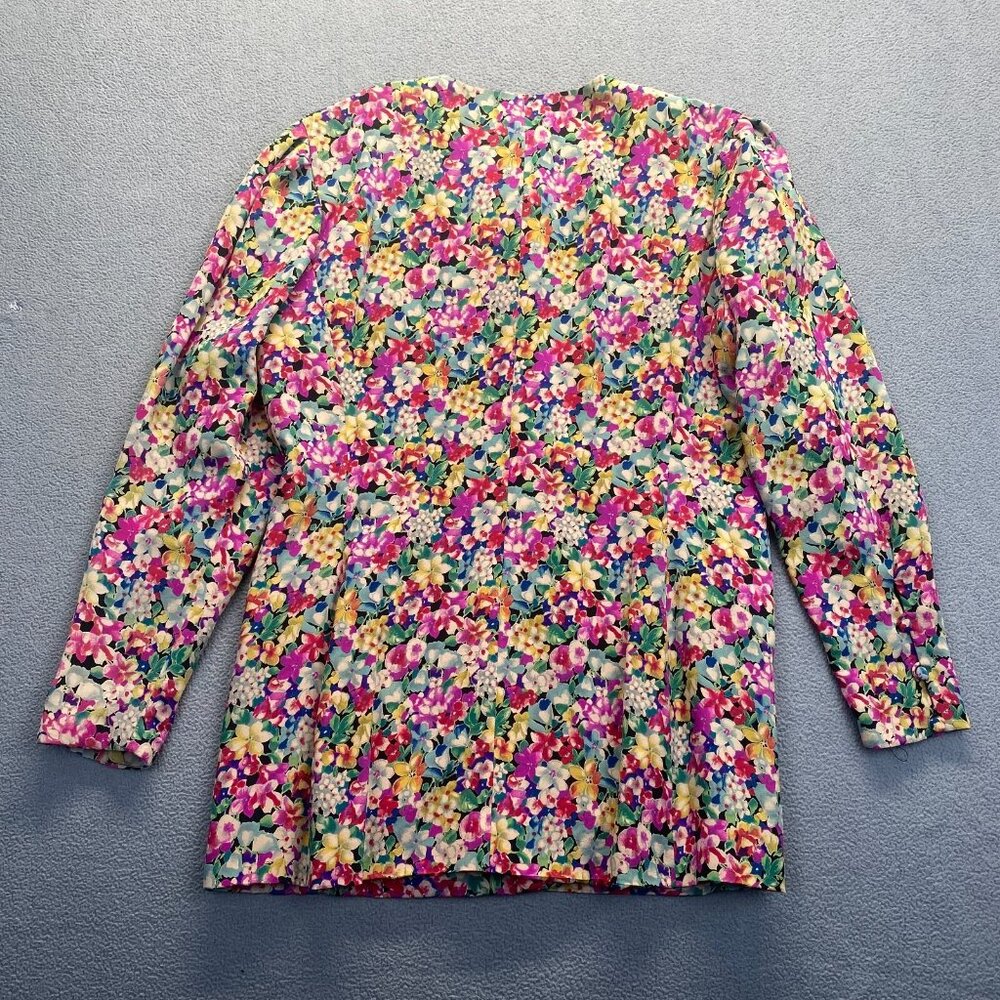 VINTAGE - Albert Nipon Floral Blazer 100% Silk,Size 14,Dry Clean - Picture 2 of 10